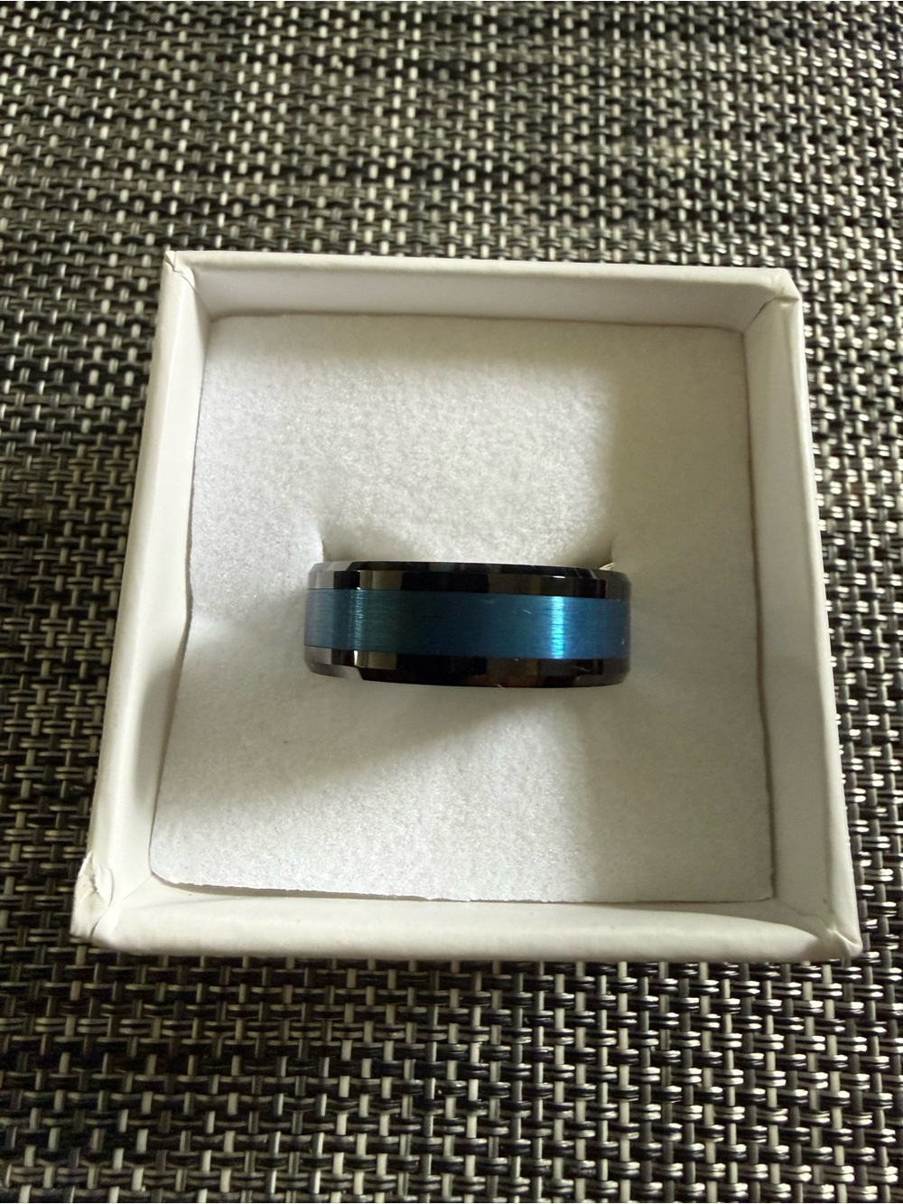 Blue and Black Tungsten Men's Stainless Steel Ring